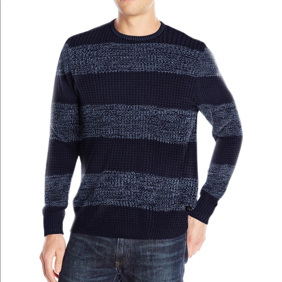 NWT Small Quiksilver Navy Striped Sweater Mens - Picture 1 of 5